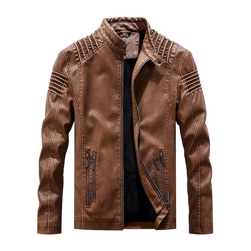 Hommes En Cuir Veste Hiver Et Automne Moto PU Manteau de la Mode Chaud